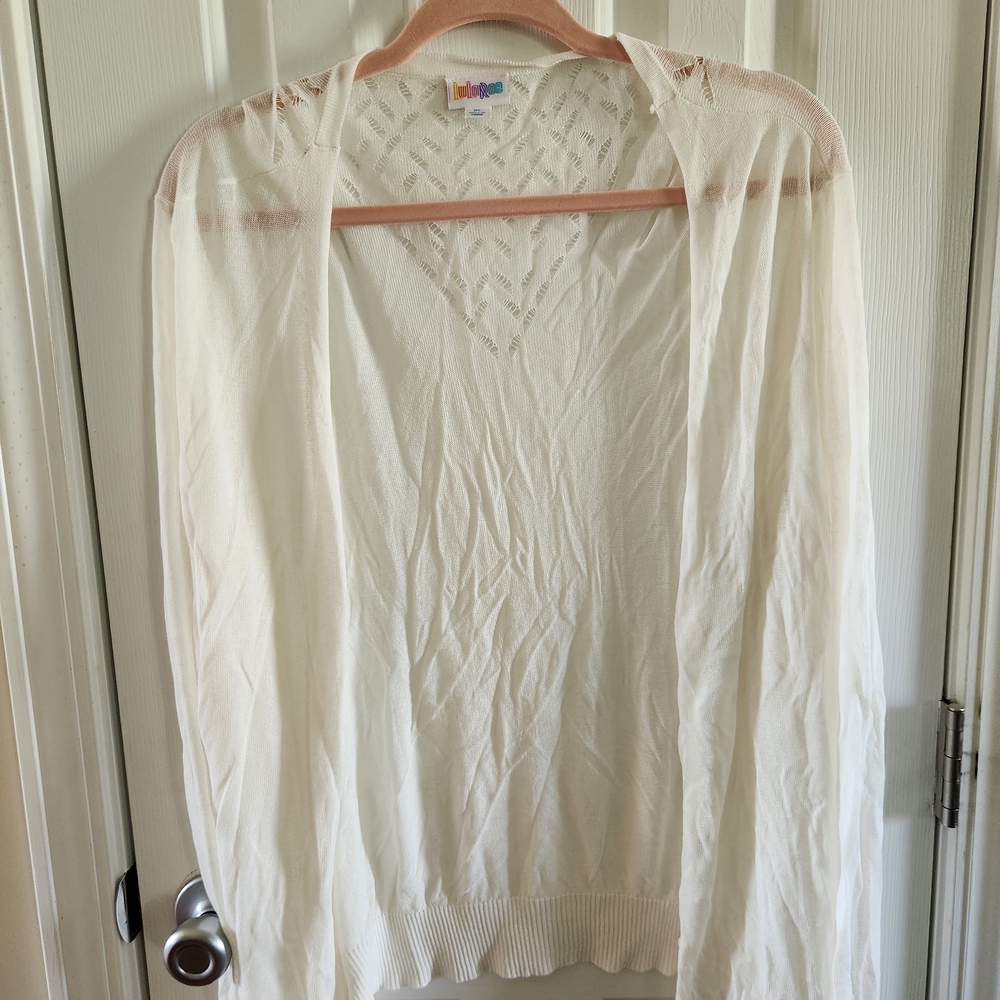 LuLaRoe Cream Open Front Cardigan Sweater